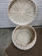 mand rotan wit met deksel vintage, Huis en Inrichting, Ophalen of Verzenden