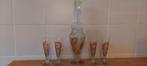 Mooie oude likeur set fles met 4 glaasjes ., Antiek en Kunst, Ophalen of Verzenden