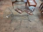 Vintage salontafel glas en chroom onderstel, Huis en Inrichting, Ophalen, Gebruikt, 50 tot 75 cm, Vintage