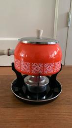 Fonduepan oranje retro, Witgoed en Apparatuur, Fonduesets, Ophalen, Zo goed als nieuw, Brander, Fonduepan