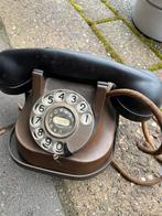 Vintage koperen telefoon met bakelieten hoorn, Telecommunicatie, Ophalen of Verzenden, Gebruikt