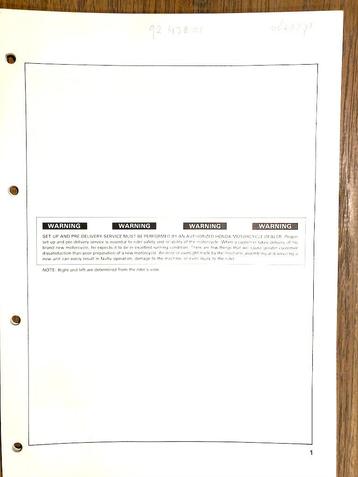 Honda CB900F 1980 Set-up Instructions beschikbaar voor biedingen