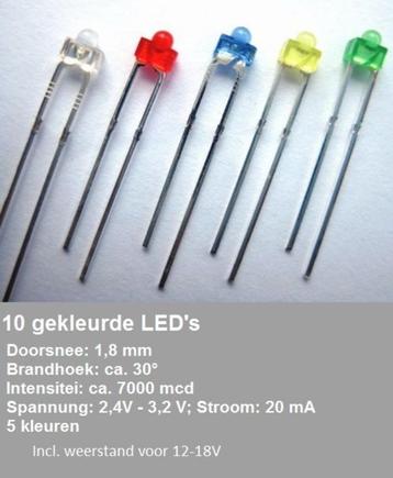 MTHO - 10 LEDs (5kl) 1,8mm 30 7000mcd met weerst. (179) beschikbaar voor biedingen