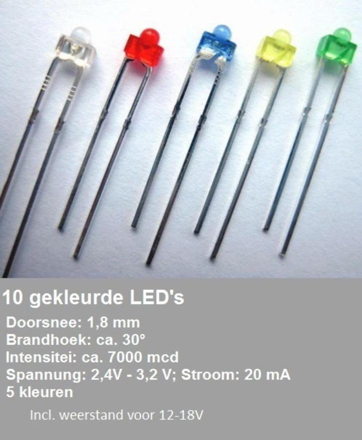 MTHO - 10 LEDs (5kl) 1,8mm 30 7000mcd met weerst. (179), Hobby en Vrije tijd, Modeltreinen | H0, Nieuw, Brug, Tunnel of Gebouw