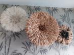 Set 3 prachtige juju hats, verentooien in naturel kleuren., Huis en Inrichting, Ophalen of Verzenden, Zo goed als nieuw