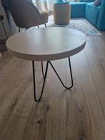 Beige Bijzettafeltje met Zwarte Poten, Ophalen, Minder dan 45 cm, Minder dan 55 cm, Rond