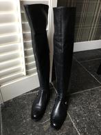 Nude Made Italy - Overknee laarzen - mt 37 - Leer - Zwart, Kleding | Dames, Schoenen, Hoge laarzen, Zwart, Nude Made Italy, Ophalen of Verzenden