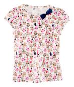 H&M top shirt met poes print rimpeleffect op de mouwen 122, Meisje, H&M, Nieuw, Ophalen of Verzenden