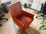 Oranje lederen fauteuil, Huis en Inrichting, Fauteuils, Ophalen, Gebruikt, Minder dan 75 cm, Leer
