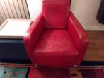 GRATIS Rode leren stoel, Huis en Inrichting, Fauteuils, Ophalen, Gebruikt, 50 tot 75 cm, Leer