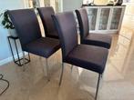 4 stoffen eetkamerstoelen, Huis en Inrichting, Stoelen, Gebruikt, Zwart, Metaal, Vier
