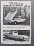 Leaflet PEUGEOT 504 Follow-me KIPPER EN PLATTE LAADBAK, Ophalen of Verzenden, Zo goed als nieuw, Peugeot