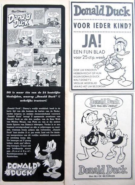 12 vintage advertenties reclames Donald Duck 1953-69, Verzamelen, Merken en Reclamevoorwerpen, Gebruikt, Overige typen, Ophalen of Verzenden