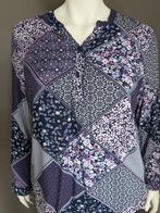 Janina Shirt / Top. Paars Blauwe bloemen print. Mt 48. #2212, Shirt of Top, Zo goed als nieuw, Janina, Paars