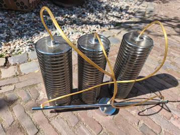 Vintage hanglamp | drie glazen lampenkappen  beschikbaar voor biedingen