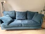 Goossens tweezitsbank bankje velours blauw, Ophalen, 125 cm of meer, Zo goed als nieuw, 75 tot 100 cm
