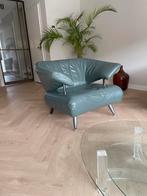 Groene fauteuil, Huis en Inrichting, Fauteuils, Ophalen, Gebruikt, Leer, 75 tot 100 cm