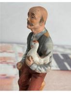 1990 vintage Antiek porseleinen beeldje Man met Kip 19CM, Ophalen of Verzenden, Zo goed als nieuw, Mens
