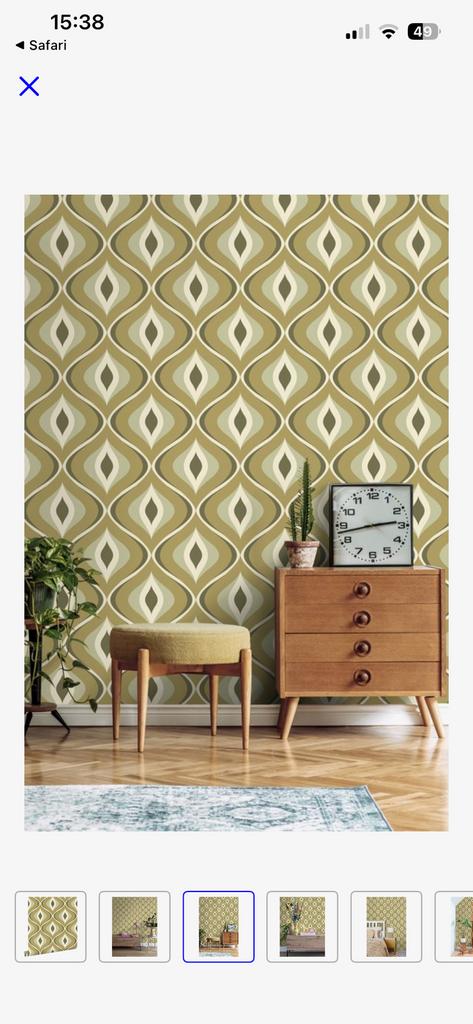 Behang Esta home - retro - groen, Ophalen of Verzenden, Minder dan 10 m², Groen