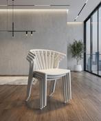 Set van 4 moderne witte stoelen - Stapelbaar design, Kunststof, Wit, Ophalen of Verzenden, Zo goed als nieuw