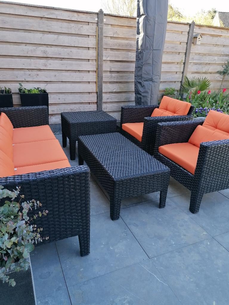 Borek loungeset, Tuin en Terras, Tuinsets en Loungesets, Ophalen, 5 zitplaatsen, Kunststof, Gebruikt
