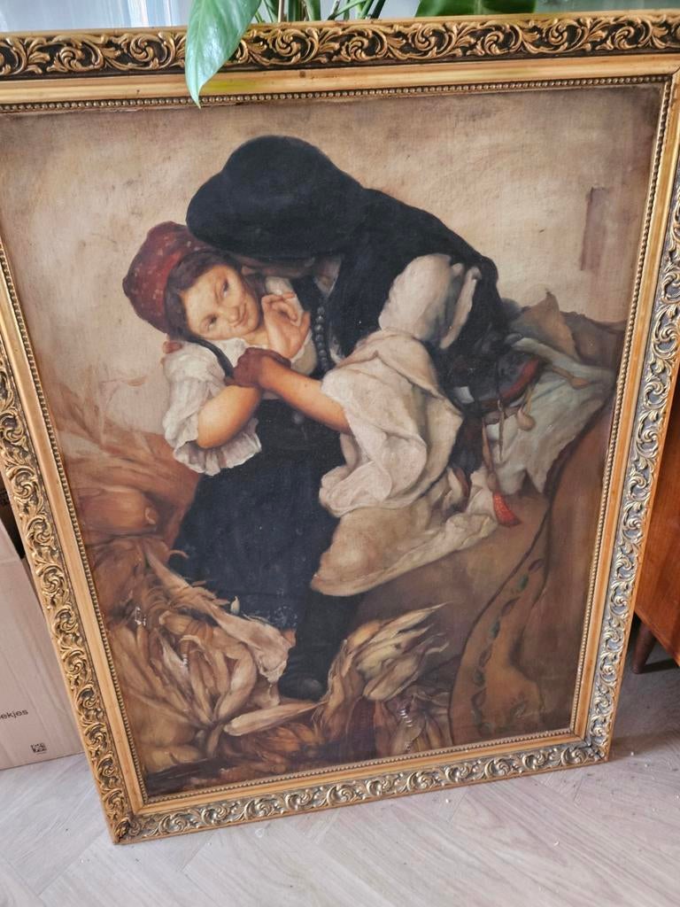 Leuk schilderij zigeunervrouw/reizigersvrouw., Antiek en Kunst, Ophalen of Verzenden