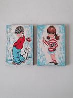2 vintage retro seventies wanddecoraties 15x10 cm, Ophalen of Verzenden