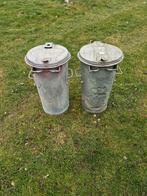 2 Grote zinken prullenbak / prullenbakken  (2 stuks), Ophalen of Verzenden, Gebruikt
