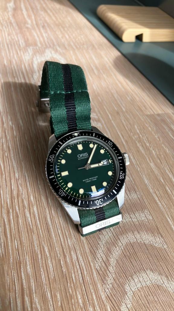 Oris Divers Sixty-Five green dial (42mm), Ophalen of Verzenden, Zo goed als nieuw, Staal, Overige merken