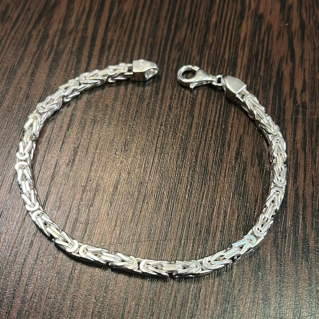Zilveren armband koningsschakel massief 925 italy, Ophalen of Verzenden, Zo goed als nieuw, Goud