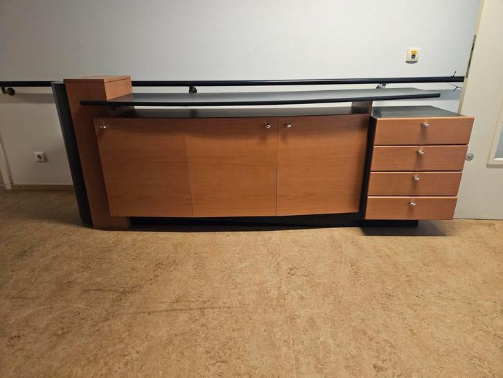 Mooi houten dressoir - 242x50x95 cm - Kantoormeubel, Huis en Inrichting, Kasten | Dressoirs, Gebruikt, 200 cm of meer, 25 tot 50 cm
