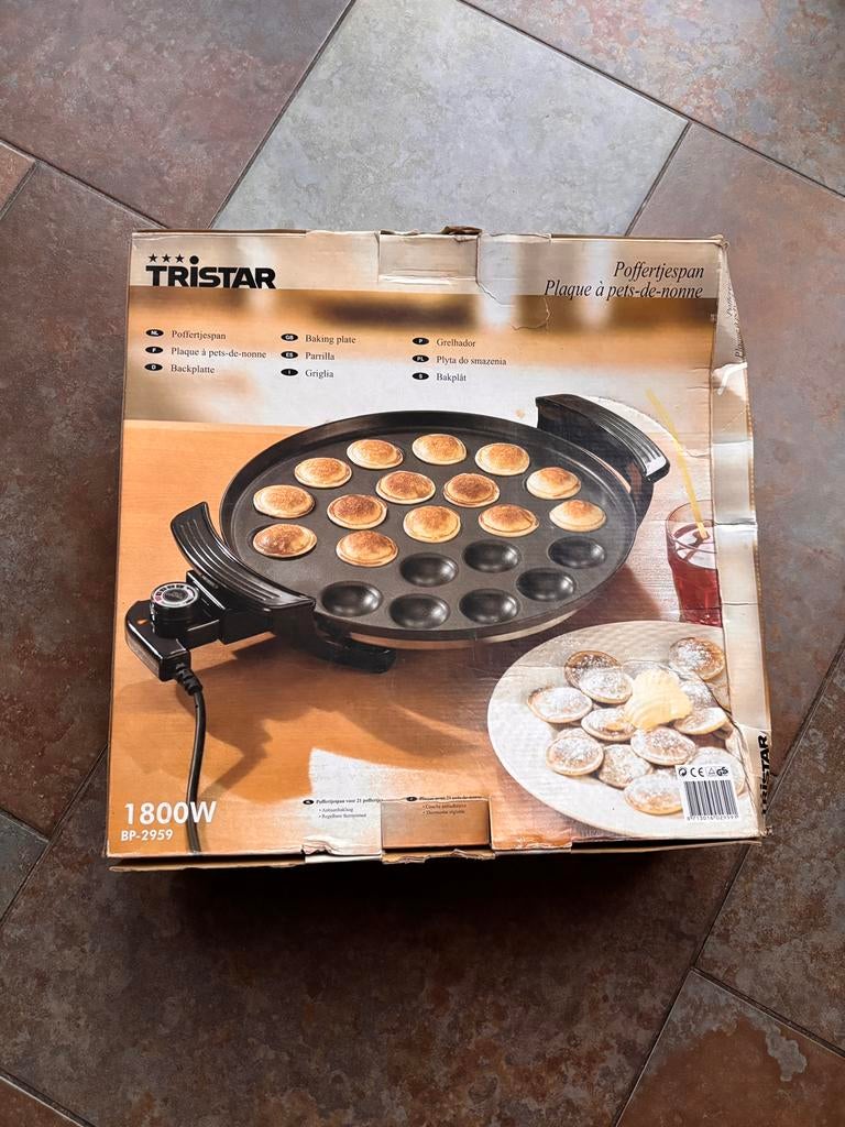 Tristar poffertjesmaker 1800W – compleet met doos, Ophalen of Verzenden, Zo goed als nieuw