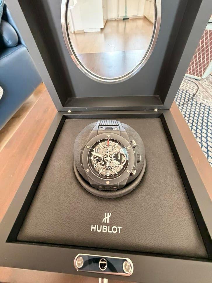 Hublot big bang Unico black magic full ceramic 42, Ophalen, Zo goed als nieuw, Staal, Overige merken