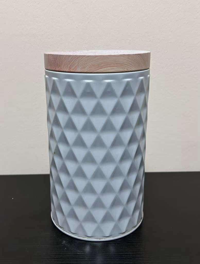 Metalen koffiecontainer / bewaarbak – Ø10 cm, hoogte 18,5 cm, Ophalen of Verzenden, Zo goed als nieuw