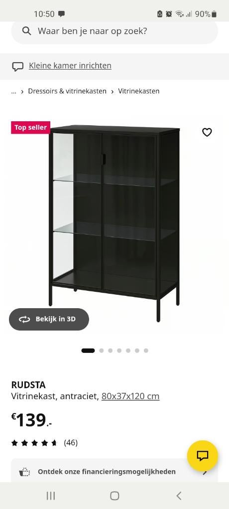 Rudsa vitrinekast ikea, Ophalen, Gebruikt, 50 tot 100 cm, 150 tot 200 cm