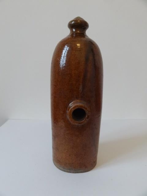 Zeldzame gres bed kruik cylindrisch met platte zijde, Antiek en Kunst, Antiek | Keramiek en Aardewerk, Verzenden