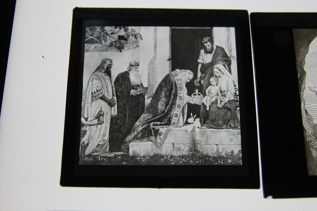 47 oude bijbelse glasdia's Jezus leven, Verzamelen, Foto's en Prenten, Ophalen of Verzenden, Voor 1940, Gebruikt, Overige onderwerpen