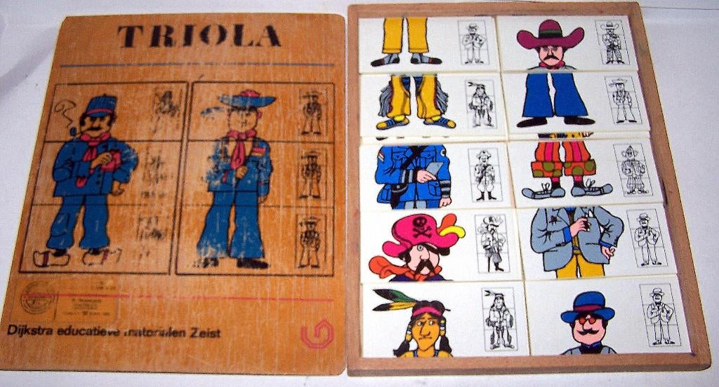 Vintage (school)Triola educatieve puzzel in houten box. Igs., Ophalen of Verzenden