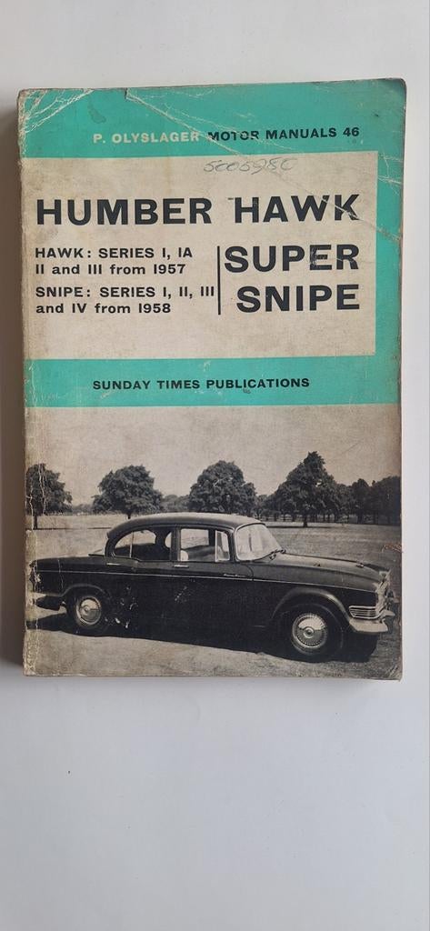 Humber Hawk Super Snipe Handleiding P. Olyslager 1963, Ophalen of Verzenden, Gelezen, Overige merken, P. Olyslager