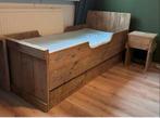 Steigerhouten bed met opbergruimte, Huis en Inrichting, Slaapkamer | Bedden, Ophalen, Gebruikt, 90 cm, Eenpersoons