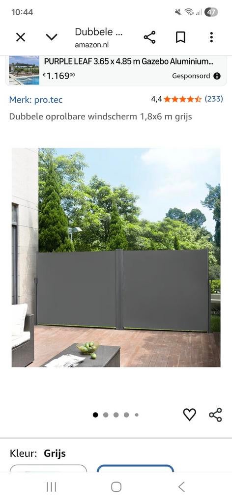 Uitrolbaar windscherm, nieuw! 2 keer 3 meter zwart, Ophalen of Verzenden, Nieuw, 200 cm of meer, 150 tot 200 cm