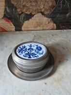 Antiek tinnen koektrommeltje zwiebelmuster, Ophalen of Verzenden