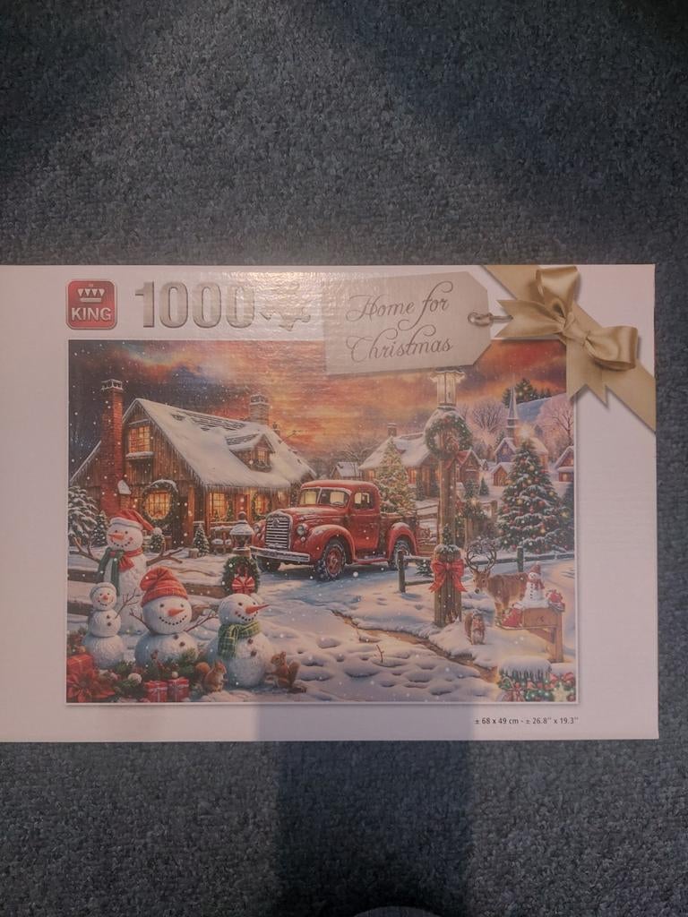 King- kerstpuzzel - 1000 stukjes, Ophalen, 500 t/m 1500 stukjes, Zo goed als nieuw, Legpuzzel