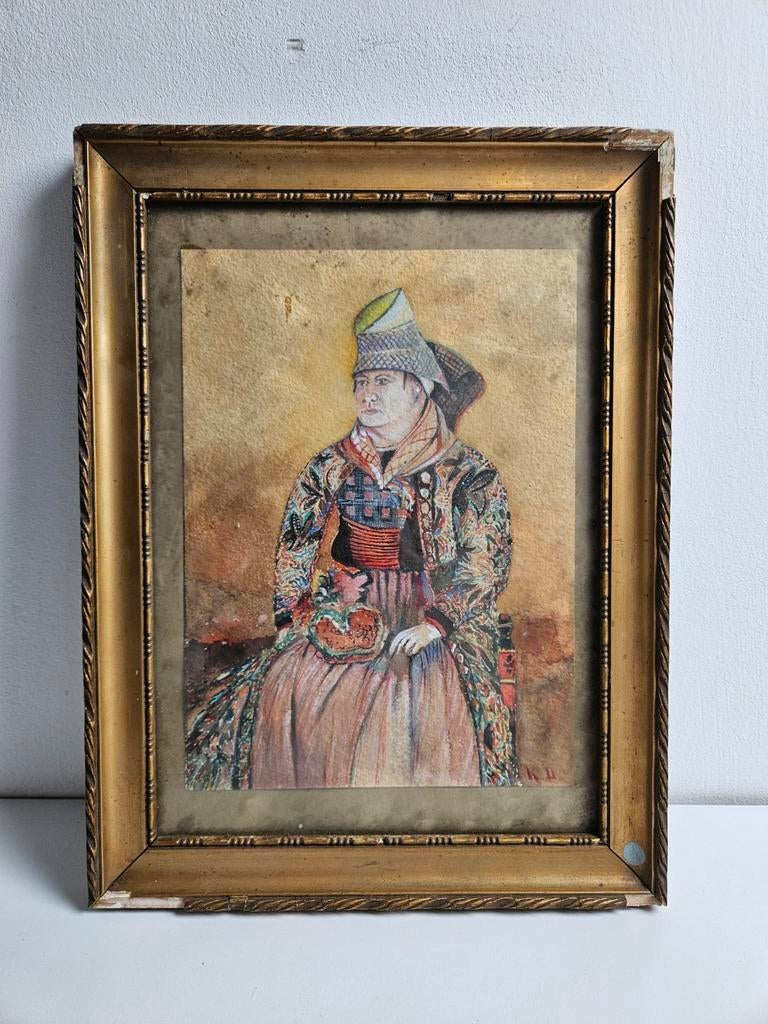 Aziatische aquarel, gesigneerd, in lijst, Ophalen of Verzenden