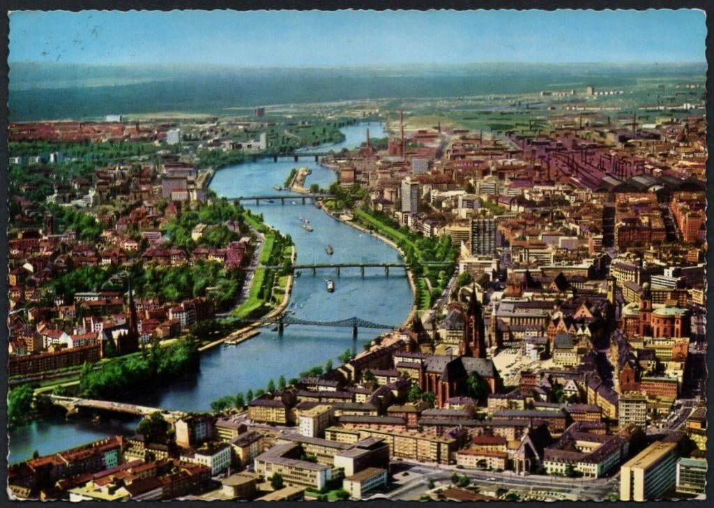 Frankfurt - luchtfoto 1966, Verzamelen, Ansichtkaarten | Buitenland, Verzenden, 1960 tot 1980, Gelopen, Duitsland