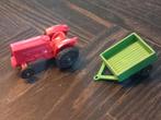 Vintage Speelgoed Tractor met Aanhanger - Rood/Groen rubber, Gebruikt, Niet van toepassing, Niet van toepassing, Ophalen of Verzenden