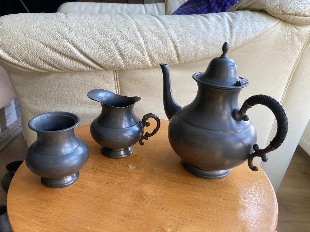 Tinnen setje 3 delig. Gemerkt:, Antiek en Kunst, Antiek | Tin, Ophalen of Verzenden