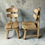 Spaanse Eiken Brutalistische Eetkamerstoelen - Uniek Design, Ophalen
