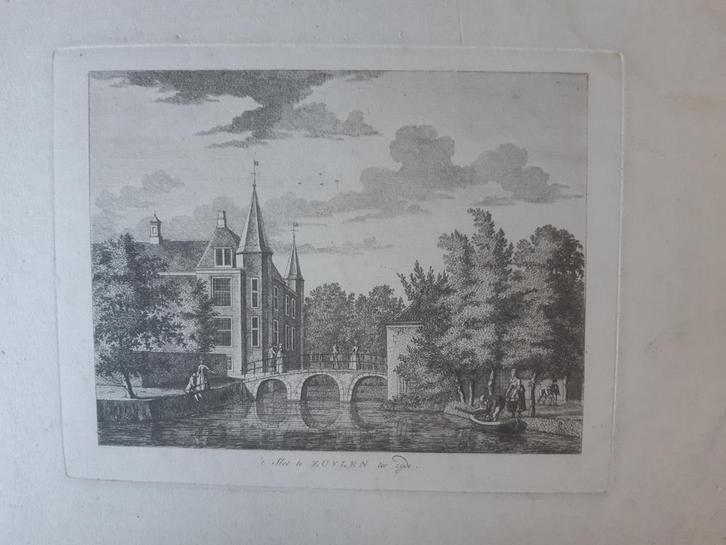 U022 / 't Slot te Zuylen Kopergravure 18e eeuw zeldzaam, Antiek en Kunst, Kunst | Etsen en Gravures, Ophalen of Verzenden