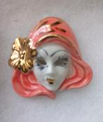 Venetiaans masker - broche met roze kopje, Overige materialen, 4 tot 7 cm, Nieuw, Ophalen of Verzenden